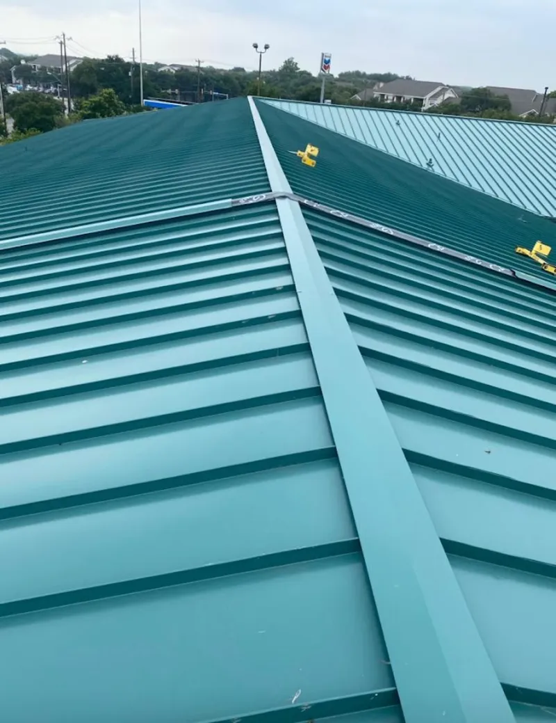 Green commercial metal roof ridge and valley for Metal Roof Repair in Blaine